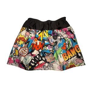 Sparkle Skirt Running Skort Comic Graffiti Print Women's Medium Golf Tennis